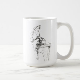 Taza De Café Esbozo del jugador de grabación de vinilo de vinta