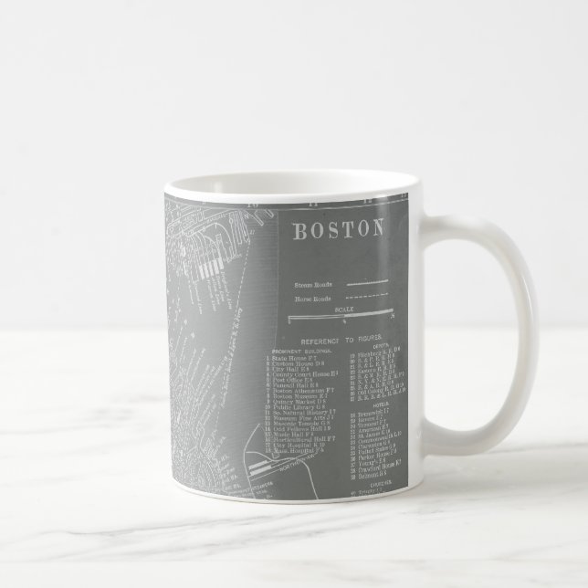 Taza De Café Esbozo del mapa de Boston City (Derecha)