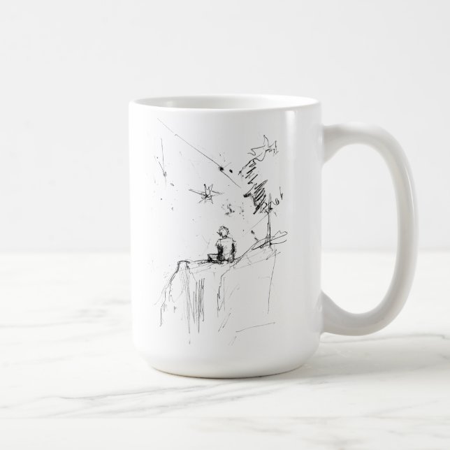 Taza De Café Esbozo elegante de Cliff Stargazing (Derecha)