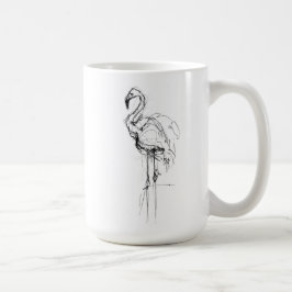Taza De Café Esbozo elegante de flamencos tropicales