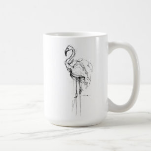 Taza De Café Esbozo elegante de flamencos tropicales