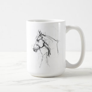 Taza De Café Esbozo elegante de retrato de caballo