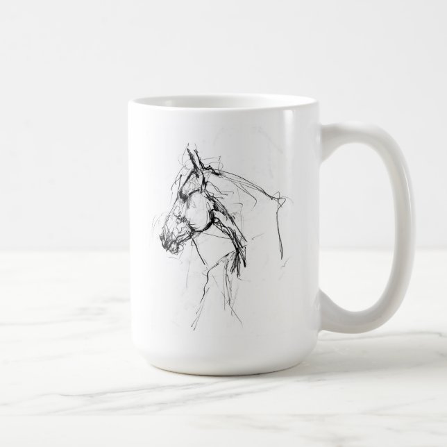 Taza De Café Esbozo elegante de retrato de caballo (Derecha)