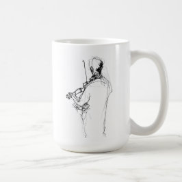 Taza De Café Esbozo mínimo del reproductor de violín abstracto