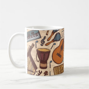 Taza De Café Esbozo musical: Colorido y sin costura.