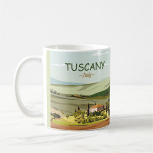 Taza De Café Esbozo paisajístico de la Toscana de la Mano