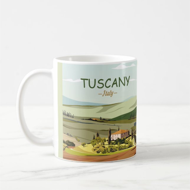 Taza De Café Esbozo paisajístico de la Toscana de la Mano (Izquierda)
