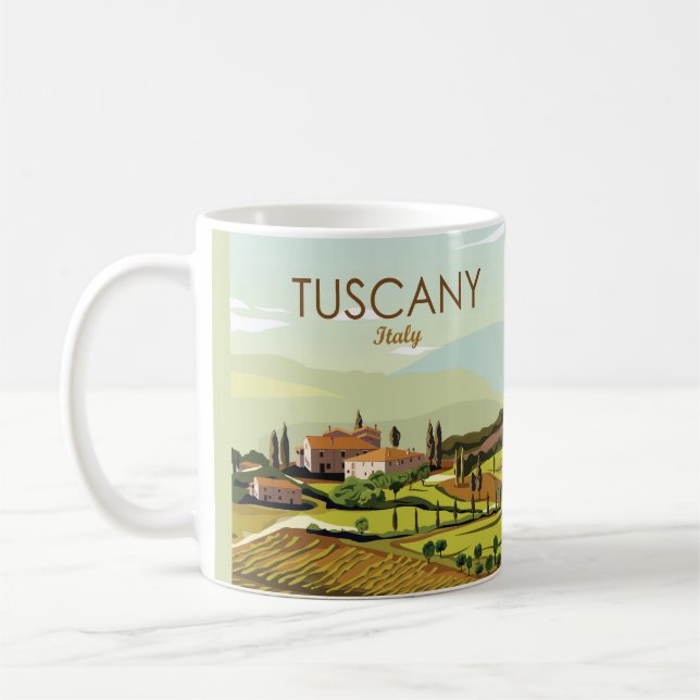 Taza De Café Esbozo paisajístico de la Toscana de la Mano (Izquierda)