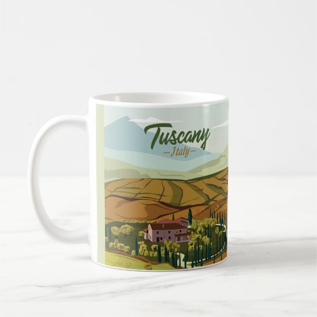 Taza De Café Esbozo paisajístico de la Toscana de la Mano (Izquierda)