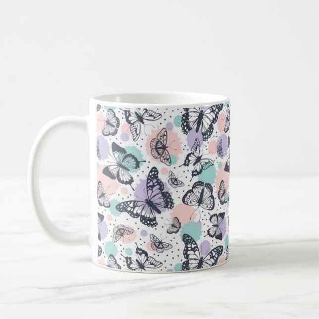Taza De Café Esbozos de mariposa de color pastel (Izquierda)