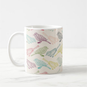 Taza De Café Esbozos de pájaros dibujados a mano de diferentes