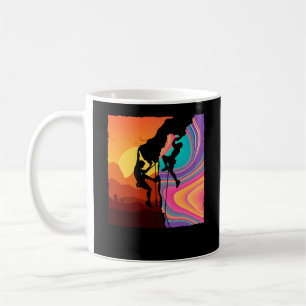 Taza De Café Escalador de pared de rocas retro escalando