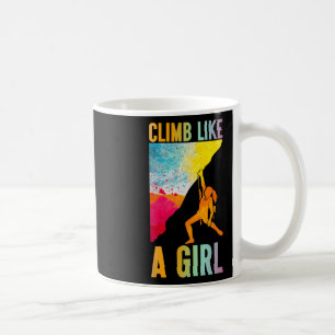 Taza De Café Escaladora como una chica escaladora en roca monta