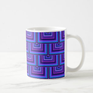 Taza De Café Escalas cuadradas azules y violetas