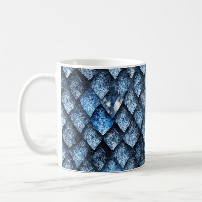 Taza De Café Escalas de dragón/gemas azules (Izquierda)