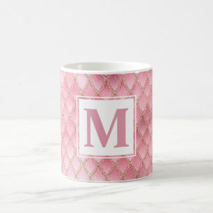 Taza De Café Escamas de dragón con brillo rosa pálido y dorado