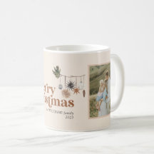 Escándalo moderno Boho Neutral Feliz Navidad 2 Fot