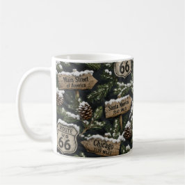 Taza De Café Escape de café navideño en una carretera nevada