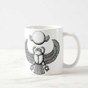 Taza De Café Escarabajo egipcio antiguo blanco y negro