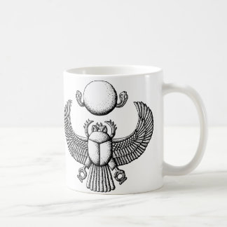Taza De Café Escarabajo egipcio antiguo blanco y negro