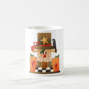 Taza De Café Escaramuza de otoño rústica con calabazas y cuervo
