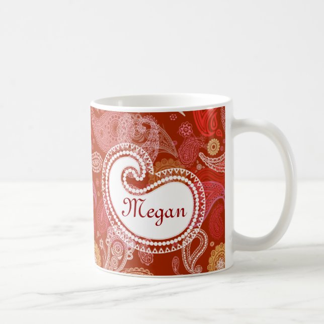 Taza De Café Escarlata rojo Paisley (Derecha)
