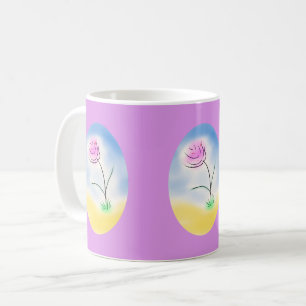 Taza De Café Escena Cameo estilizada de una flor feliz -