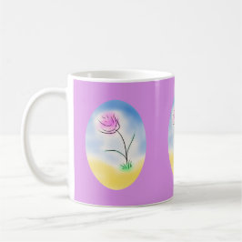 Taza De Café Escena Cameo estilizada de una flor feliz -