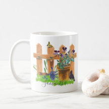 Escena de acuarela de jardín rural personalizada