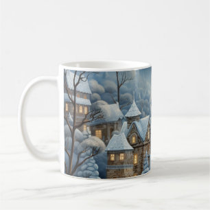 Taza De Café Escena de aldea de navidades