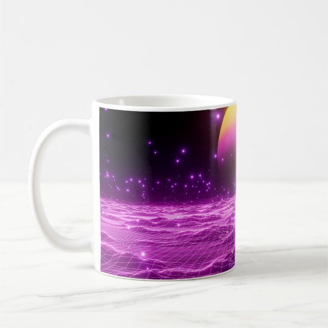 Taza De Café Escena de arte pop de ciencia ficción rosa moderno (Izquierda)