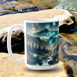 Taza De Café Escena de camping con montañas y carpas