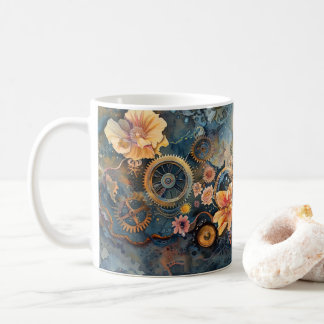 Taza De Café Escena de flores antiguas
