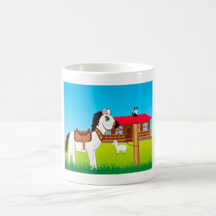 Taza De Café Escena de granja personalizado con gato y cabra