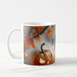 Taza De Café Escena de Halloween caprichosa con calabaza y fant