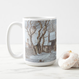 Taza De Café ESCENA DE INVIERNO (1790) Navidades de arte de épo