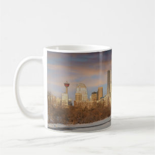 Taza De Café Escena De Invierno Al Amanecer En Calgary Skyline