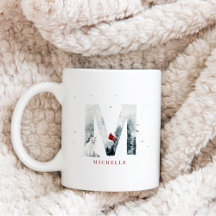Escena de invierno clásica de Navidad con monogram