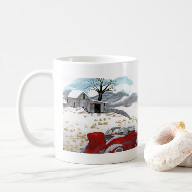 Taza De Café Escena de invierno por JML (Con donut)