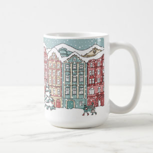 Taza De Café Escena de la ciudad del invierno