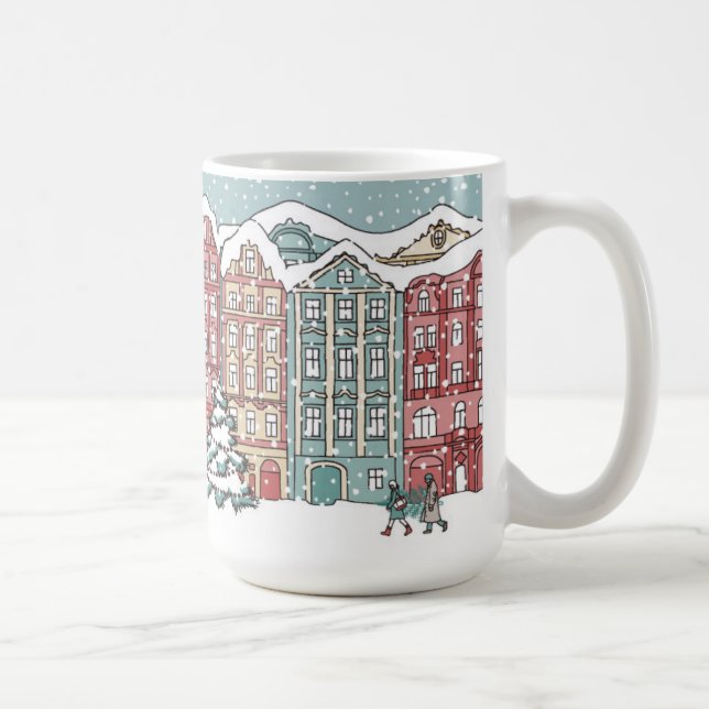 Taza De Café Escena de la ciudad del invierno (Derecha)