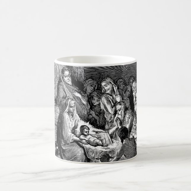 Taza De Café Escena de la Natividad de Navidades ilustrados (Centro)