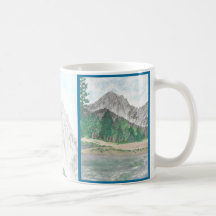 Escena de montaña acuarela Mug personalizado
