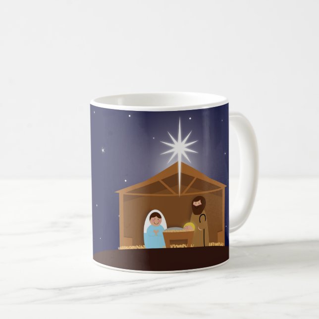 Taza De Café Escena De Natividad Con Verso De Biblia (Anverso derecho)