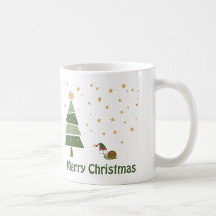Taza De Café Escena de Navidad de Caracol Elfo