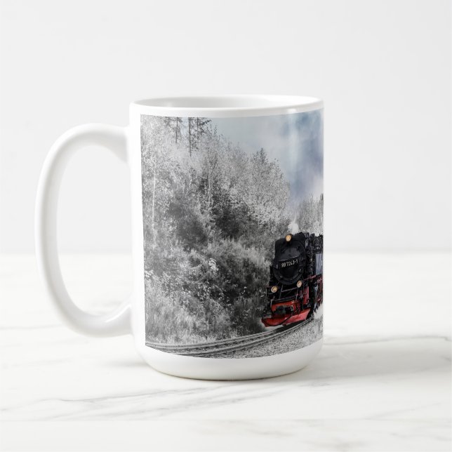 Taza De Café Escena de navidades con tren en pistas (Izquierda)