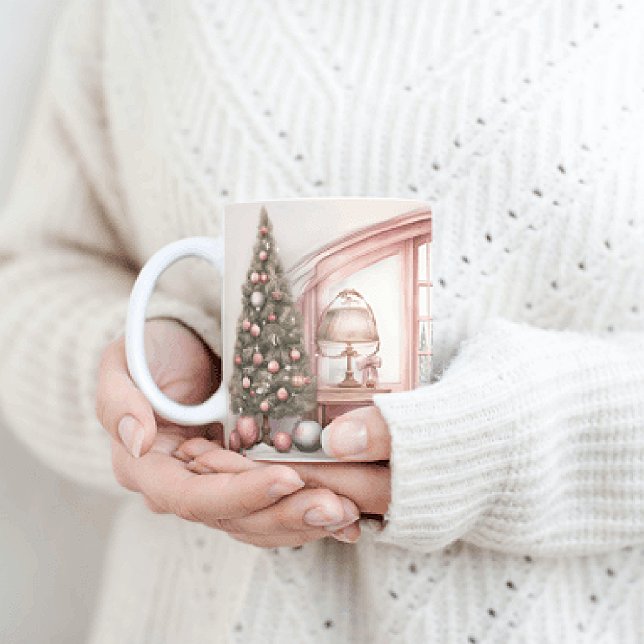 Taza De Café Escena de Navidades interiores rosados (Subido por el creador)