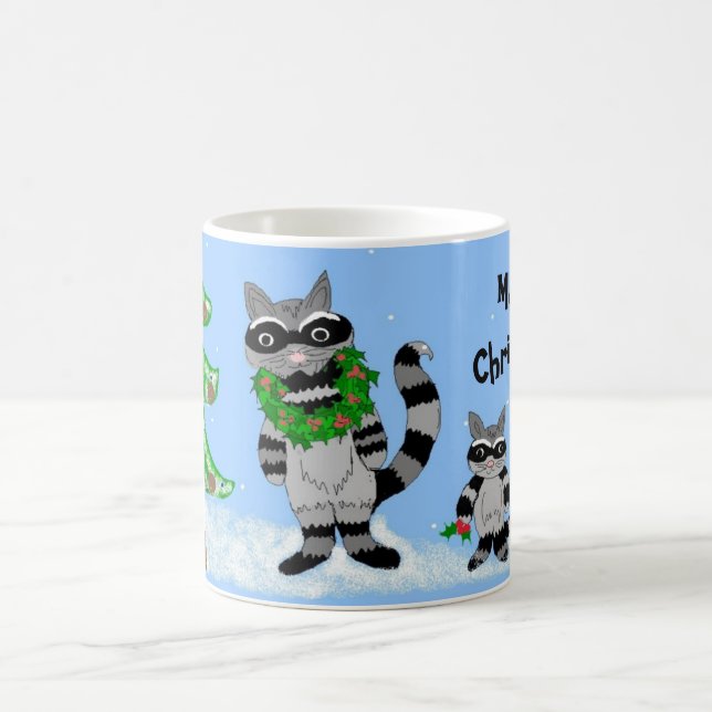 Taza De Café Escena de Navidades Raccoon (Centro)