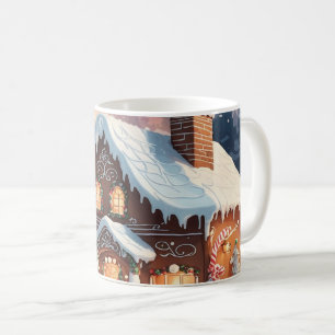 Taza De Café Escena de Navidades Snowy de la casa Gingerbread