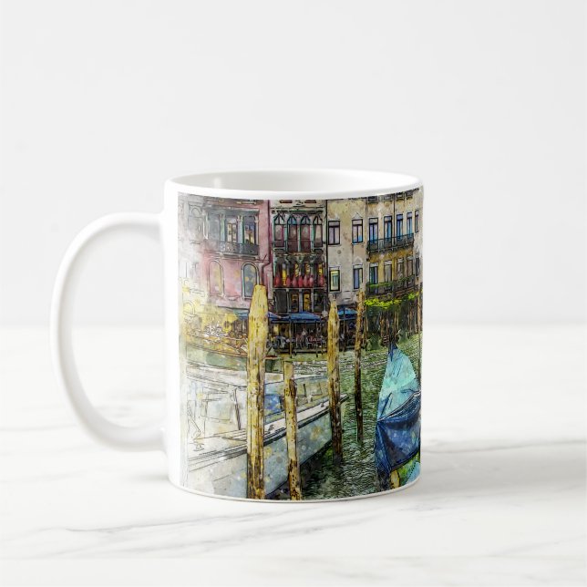 Taza De Café Escena de pintura Gondola de Venecia (Izquierda)